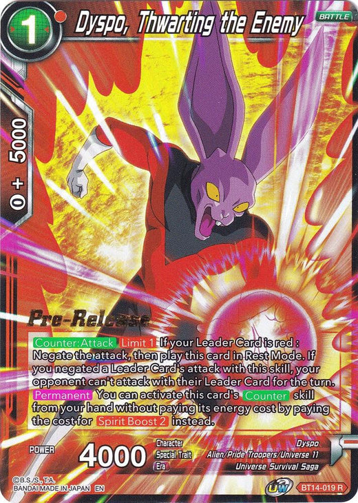 Dyspo, Thwarting the Enemy BT14-019 Rare