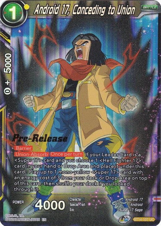 Android 17, Conceding to Union BT14-107 Uncommon