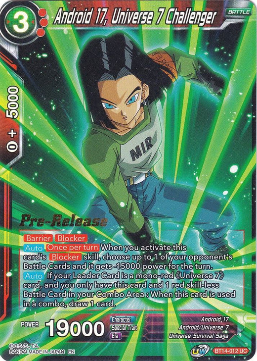 Android 17, Universe 7 Challenger BT14-012 Uncommon