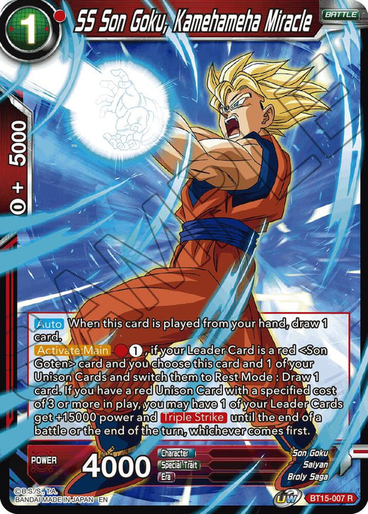 SS Son Goku, Kamehameha Miracle BT15-007 Rare