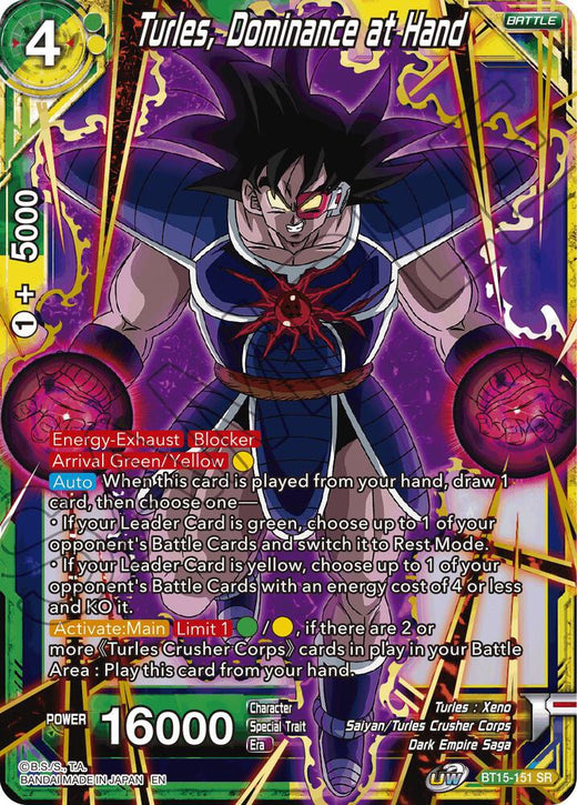 Turles, Dominance at Hand BT15-151 Super Rare Foil