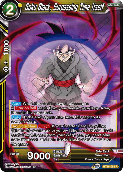 Goku Black, Surpassing Time itself BT16-088 Rare