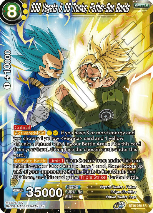 SSB Vegeta & SS Trunks, Father-Son Bonds BT16-080 Super Rare Foil