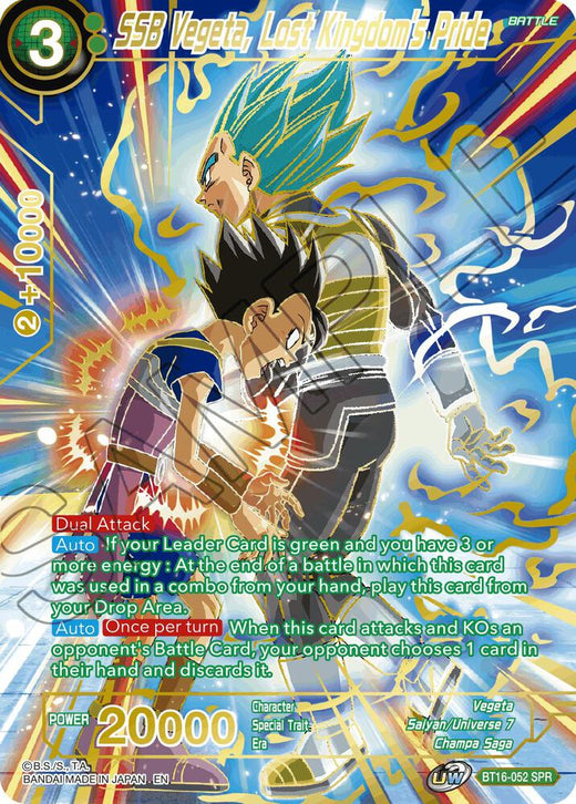SSB Vegeta, Lost Kingdom's Pride (SPR) BT16-052 Special Rare Foil