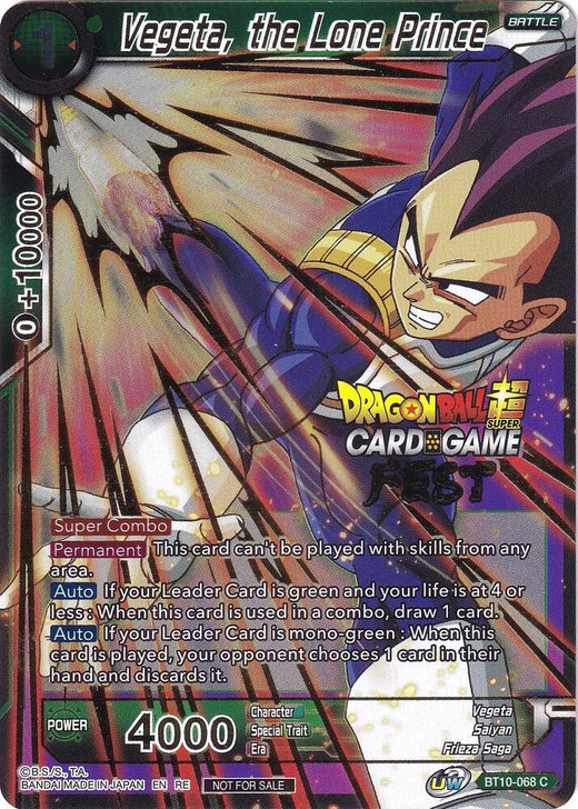Vegeta, the Lone Prince (Card Game Fest 2022) BT10-068 Promo Foil