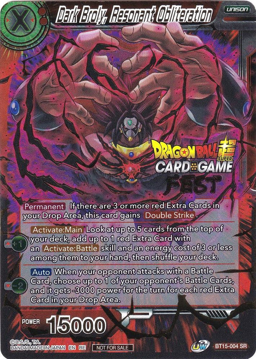 Dark Broly, Resonant Obliteration (Card Game Fest 2022) BT15-004 Promo Foil