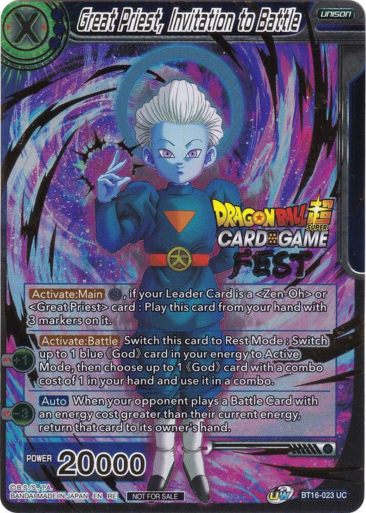 Great Priest, Invitation to Battle (Card Game Fest 2022) BT16-023 Promo Foil