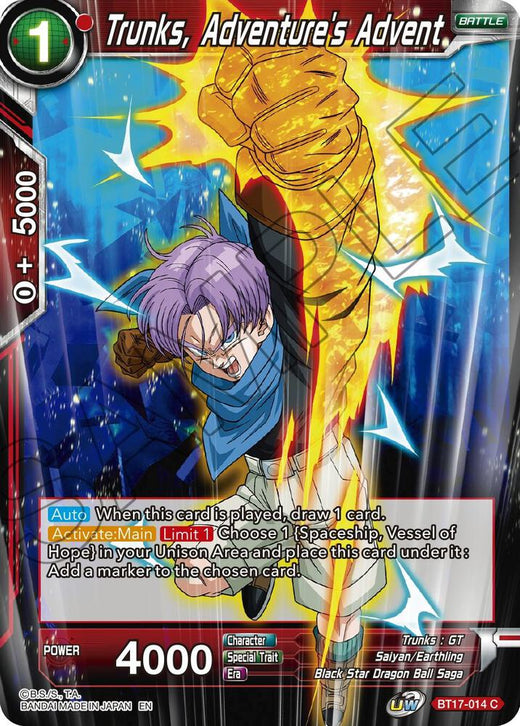 Trunks, Adventure's Advent BT17-014 Common