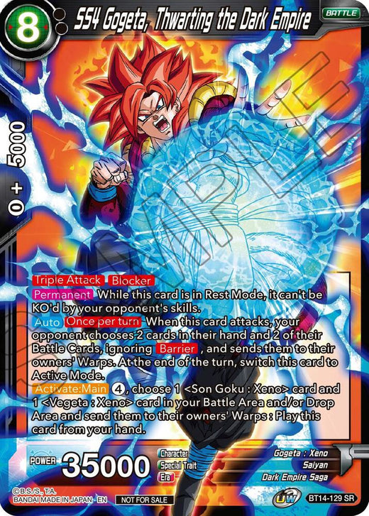 SS4 Gogeta, Thwarting the Dark Empire BT14-129 Super Rare Foil