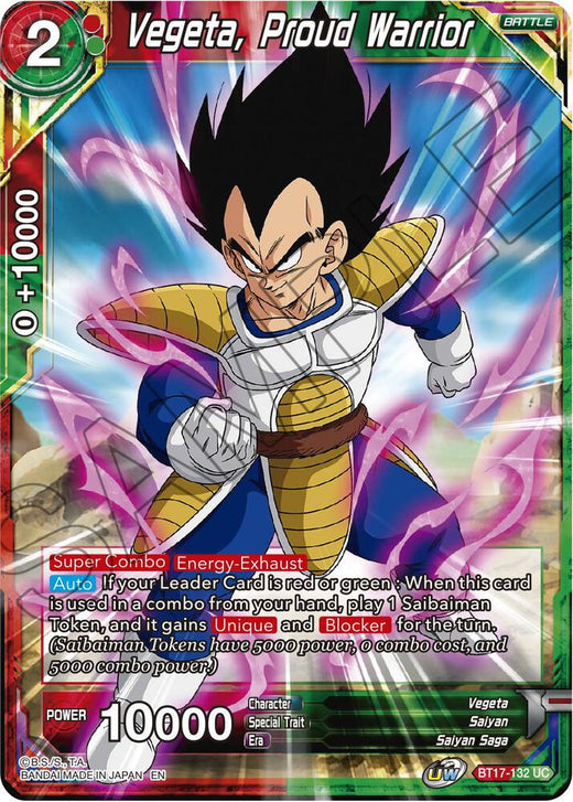 Vegeta, Proud Warrior BT17-132 Uncommon