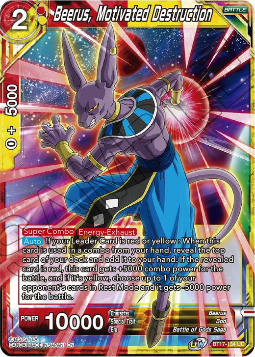 Beerus, Motivated Destruction BT17-134 Uncommon