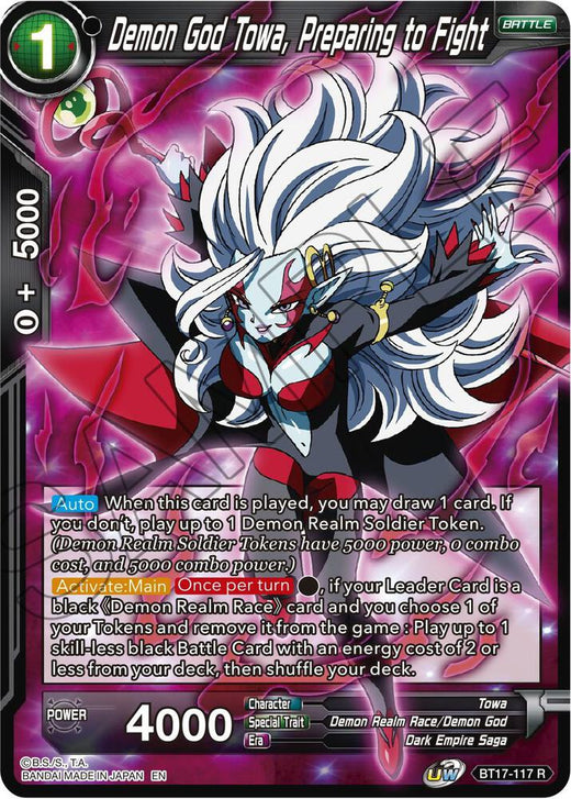 Demon God Towa, Preparing to Fight BT17-117 Rare