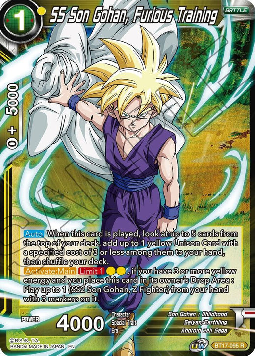 SS Son Gohan, Furious Training BT17-095 Rare
