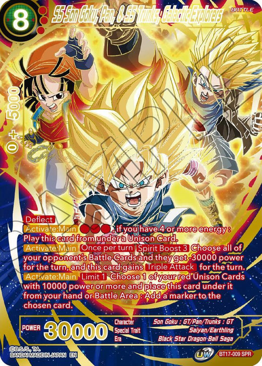 SS Son Goku, Pan, & SS Trunks, Galactic Explorers (SPR) BT17-009 Special Rare Foil