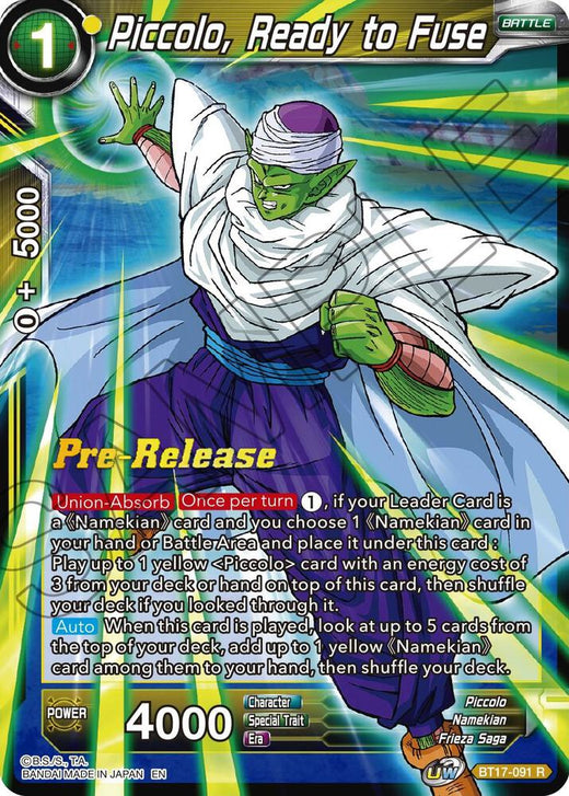 Piccolo, Ready to Fuse BT17-091 Rare