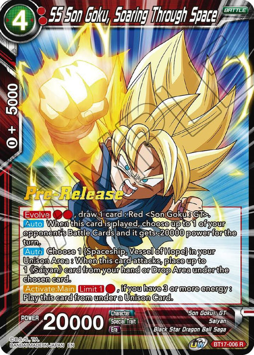 SS Son Goku, Soaring Through Space BT17-006 Rare