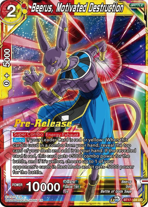 Beerus, Motivated Destruction BT17-134 Uncommon