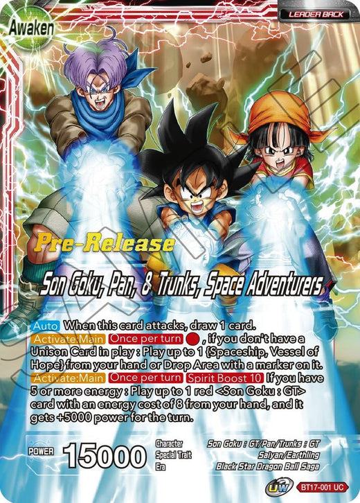 Son Goku // Son Goku, Pan, & Trunks, Space Adventurers BT17-001 Uncommon