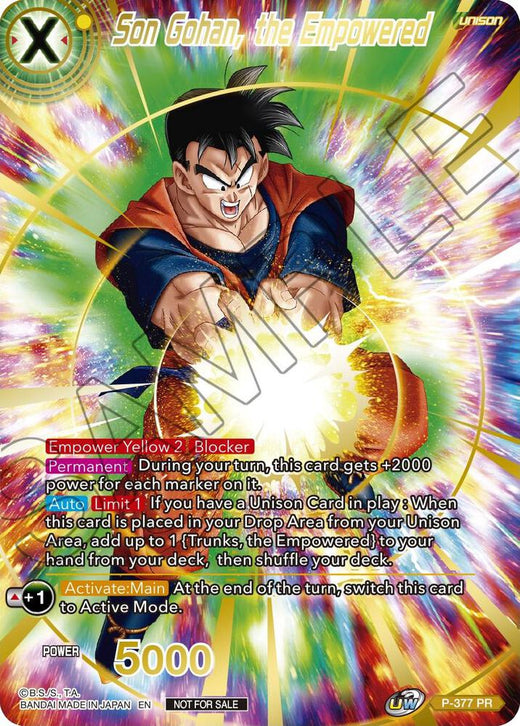 Son Gohan, the Empowered (Gold Stamped) P-377 Promo Foil