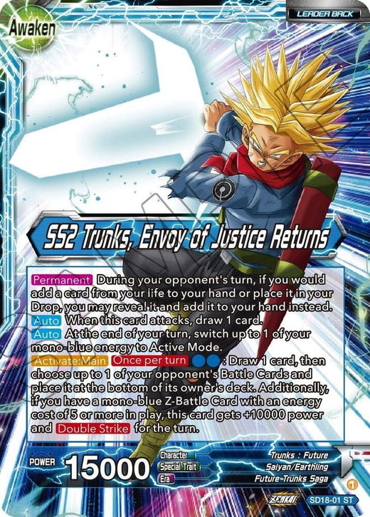 Trunks // SS2 Trunks, Envoy of Justice Returns (Silver Foil) SD18-01 Starter Rare