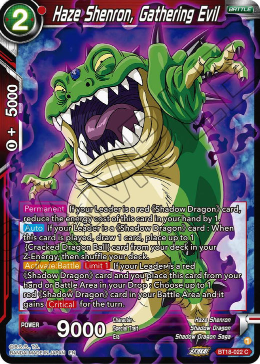 Haze Shenron, Gathering Evil BT18-022 Common