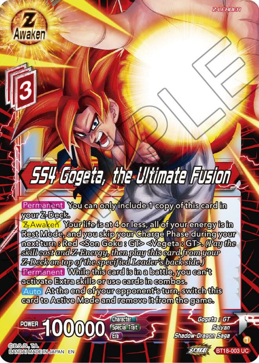 SS4 Gogeta, the Ultimate Fusion BT18-003 Uncommon