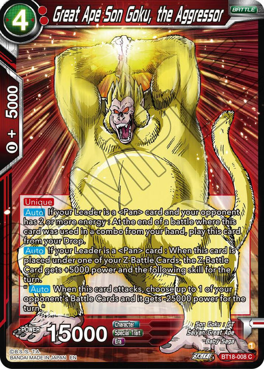 Great Ape Son Goku, the Aggressor BT18-008 Common