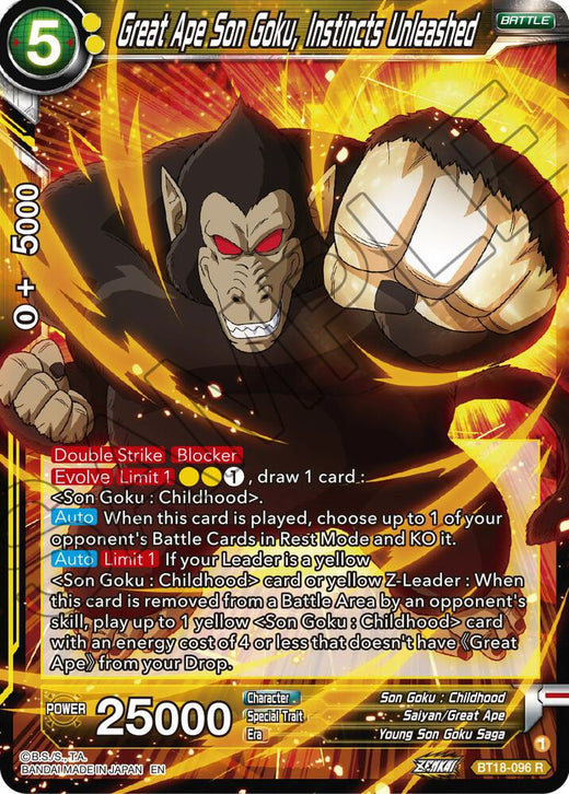 Great Ape Son Goku, Instincts Unleashed BT18-096 Rare