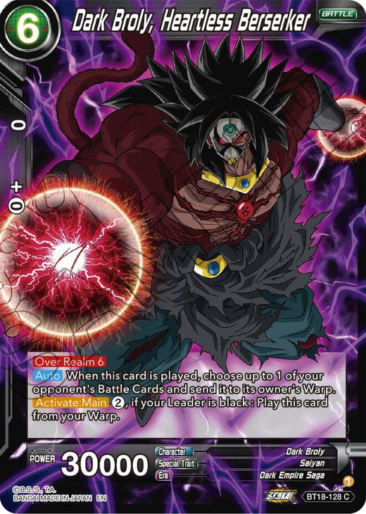 Dark Broly, Heartless Berserker BT18-128 Common