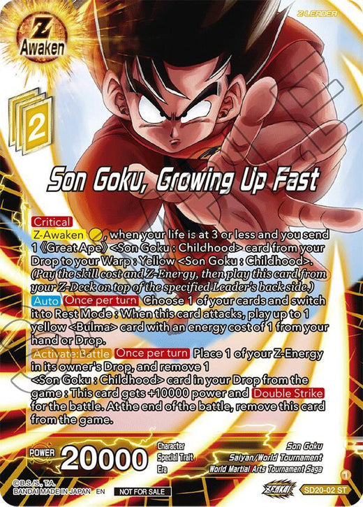 Son Goku, Growing Up Fast (ZENKAI Celebration Pack) SD20-02 Promo Foil