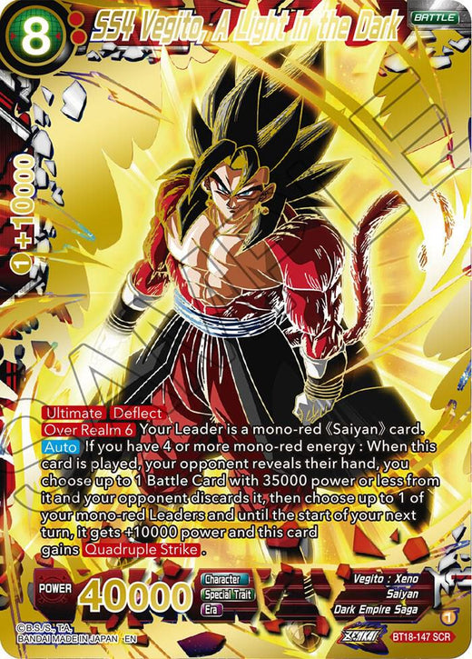 SS4 Vegito, A Light in the Dark BT18-147 Secret Rare Foil