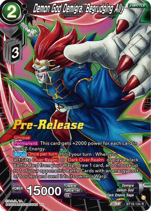 Demon God Demigra, Begrudging Ally BT18-124 Rare