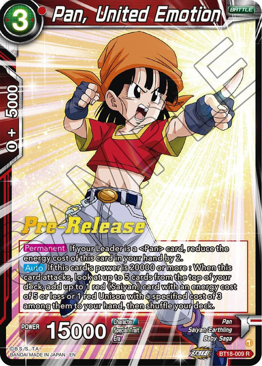 Pan, United Emotion BT18-009 Rare