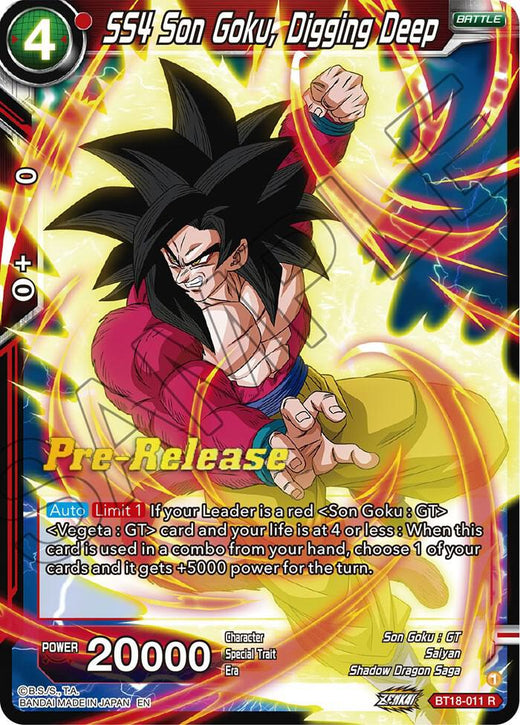 SS4 Son Goku, Digging Deep BT18-011 Rare
