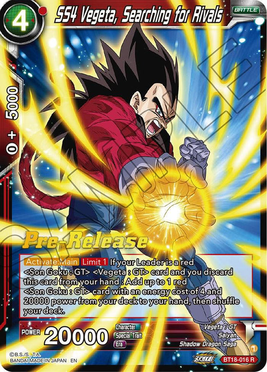 SS4 Vegeta, Searching for Rivals BT18-016 Rare