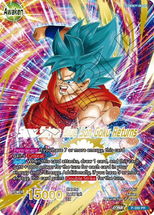 Son Goku // Super Saiyan Blue Son Goku Returns (Gold-Stamped) P-399 Promo Foil