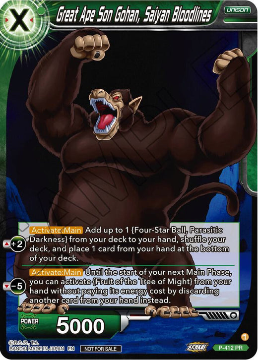 Great Ape Son Gohan, Saiyan Bloodlines (Zenkai Series Tournament Pack Vol.1) P-412 Promo