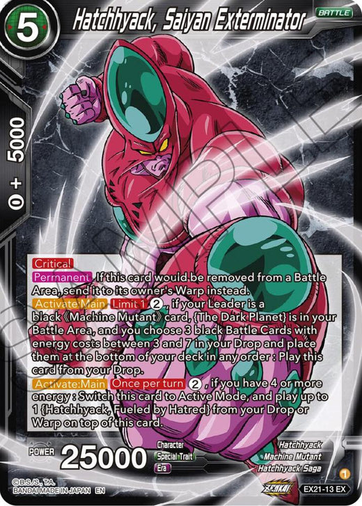 Hatchhyack, Saiyan Exterminator EX21-13 Expansion Rare