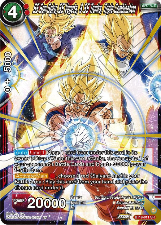 SS Son Goku, SS Vegeta, & SS Trunks, Triple Combination BT19-011 Super Rare Foil