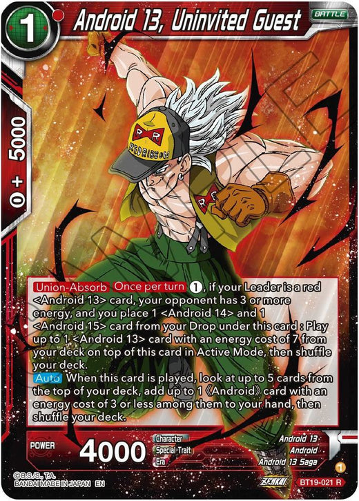 Android 13, Uninvited Guest BT19-021 Rare