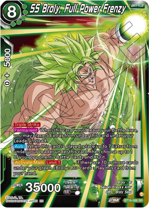 SS Broly, Full Power Frenzy BT19-088 Super Rare Foil