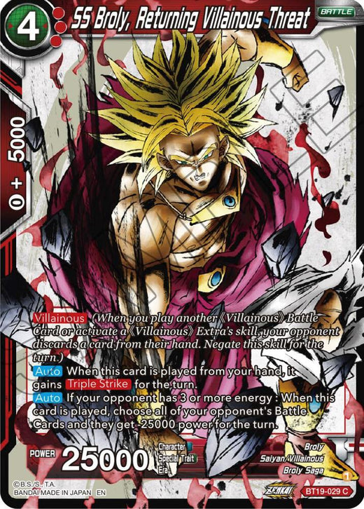 SS Broly, Returning Villainous Threat BT19-029 Common