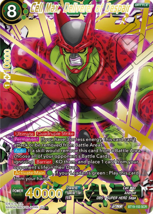 Cell Max, Deliverer of Despair BT19-153 Secret Rare Foil