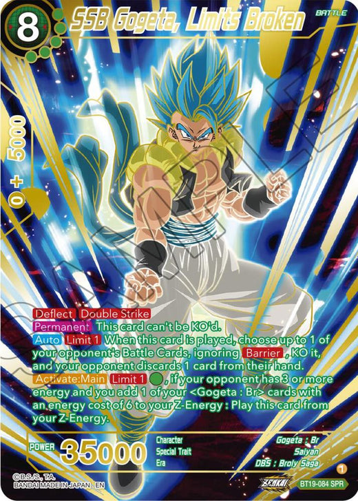 SSB Gogeta, Limits Broken (SPR) BT19-084 Special Rare Foil