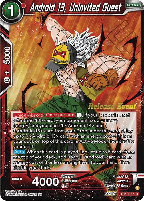 Android 13, Uninvited Guest (Fighter's Ambition Holiday Pack) BT19-021 Promo