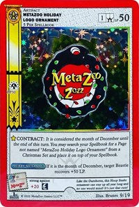 MetaZoo Holiday Logo Ornament (First Edition) | Holiday Promos | Gold | Reverse Holo | #9/19