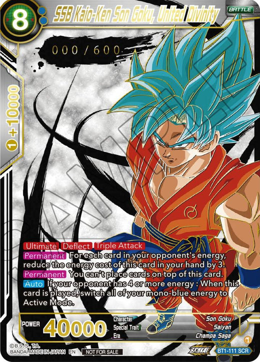 SSB Kaio-Ken Son Goku, United Divinity (Serial Numbered) BT1-111 Secret Rare Foil