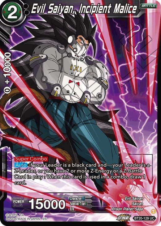 Evil Saiyan, Incipient Malice BT20-129 Uncommon