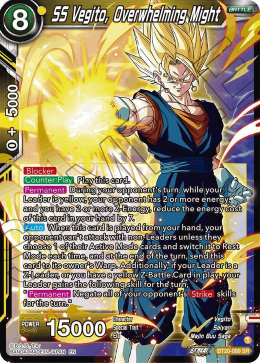 SS Vegito, Overwhelming Might BT20-099 Super Rare Foil