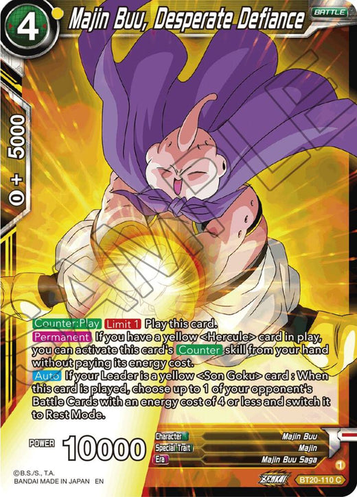 Majin Buu, Desperate Defiance BT20-110 Common
